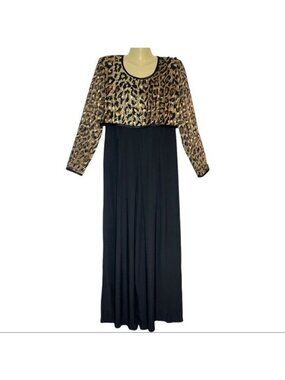 Vintage Jeffrey & Dara Cheetah Print Top Black Jumpsuit size 6 90s Maximalist Gl